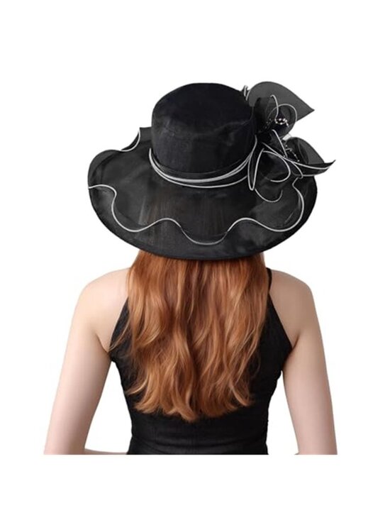 Women\'s Kentucky Derby Hat Organza Wide Brim Sun Hat main image 6